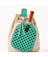 Dooney &amp; Bourke Canvas Pickleball Sling Bag, Adjustable Strap, Aqua/Beig... - $159.00