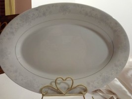China Pearl Annie Oval Serving Platter with Silver Trim Fine China - £15.79 GBP