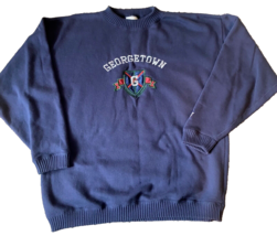 Vintage Georgetown collection Men’s Blue Crewneck distressed paint size XL - £27.32 GBP