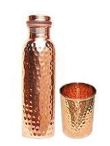 PG COUTURE One Hammered Copper Bottle 1 Litre &amp; One Hammered Copper Glass Vessel - £20.20 GBP
