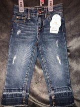 Toddler Girls Blue Jeans Sz 18 Mos Adjustable Distressed Skinny  - £21.13 GBP