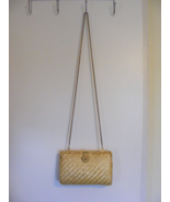 Vintage Clutch Yellow Wood Lattice Vanessa 22&quot; Chain Crossbody Handbag 1-E - €36,47 EUR