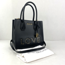 Michael Kors LOVE Mercer Bag Black Leather Studded SMALL Tote Satchel A2 - $108.89