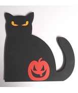 Wood Halloween Black Cat with Yellow Eyes Fall Pumpkin Decor 12&quot;h x 11.5&quot;w - £11.75 GBP