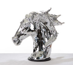 Modern Silver Horse Head Sculpture - £305.31 GBP