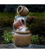 Stoneberry-Lighted LED Pitcher Fountain 11.1&quot;Lx9.8&quot;Dx21.5&quot;H Cascading Water - $156.22 CAD