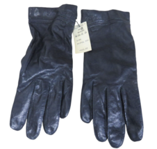 Vintage Sears Women&#39;s Gloves Black Leather Size 8 Lined NOS - $24.70