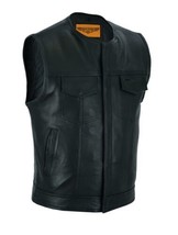 Men&#39;s Motorcycle Collarless CLUB VEST Black Liner Motorcycle Vest - £63.92 GBP+