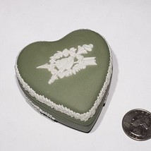 Wedgwood Celadon Green Couples Box Jasperware Heart Shape Trinket Box Valentine - £23.49 GBP