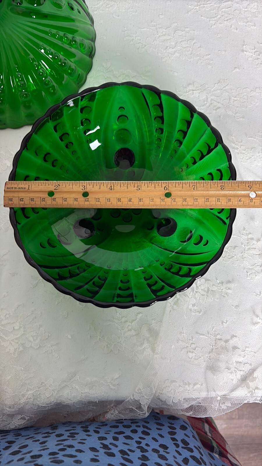 Pair of Vintage Green Glass Serveware Bowls Midcentury Modern Item image 7