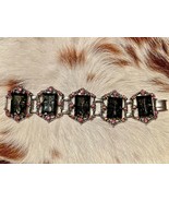 Hard to Find - Vtg Octagon Bracelet, Silvertone with grey and pink rhine... - £33.02 GBP