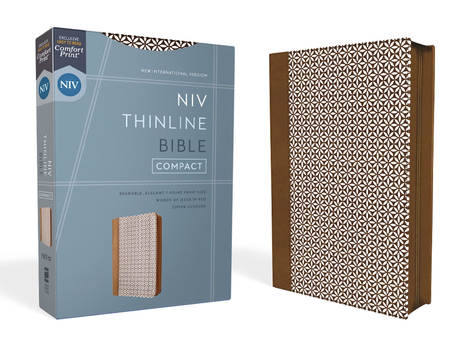 NIV, Thinline Bible, Compact, Leathersoft, Brown/White, Zippered, Red Le... - $21.80