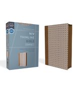 NIV, Thinline Bible, Compact, Leathersoft, Brown/White, Zippered, Red Le... - $415.06 MXN