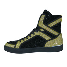 Men High Top Shoes By FIESSO AURELIO GARCIA ,Fancy Rhine stones 2402 Black Gold image 5
