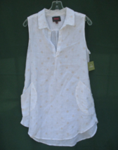 NEW Forcynthia Linen Sleeveless Top Metallic Polka Dots Womens LARGE For... - $24.70