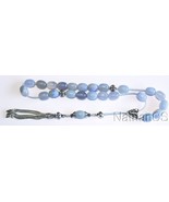 Greek Komboloi Barrel Aquamarine &amp; heavy Sterling Silver - Rare, collect... - $255.42