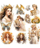 20 Pcs Autumn Fall Princess Prince Stickers Set Fantasy Diary Journal Sc... - $8.90