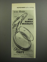 1952 Olga Tritt Stiff Bangle Bracelets Advertisement - $18.49
