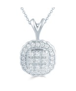 1/4ct tw Diamond Cushion Cluster Fashion Pendant in Sterling Silver  wit... - £43.09 GBP