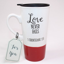 Belle Maison Coffee Tea Cocoa 18 oz Mug &quot;Love Never Fails&quot; 1 Corinthians... - £10.26 GBP
