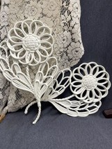 Pair Vtg Burwood Products Co. 1978 Flower Hangings Wall Decor 18x10-in 2198-10 - £25.32 GBP