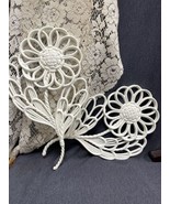 Pair Vtg Burwood Products Co. 1978 Flower Hangings Wall Decor 18x10-in 2... - £24.92 GBP