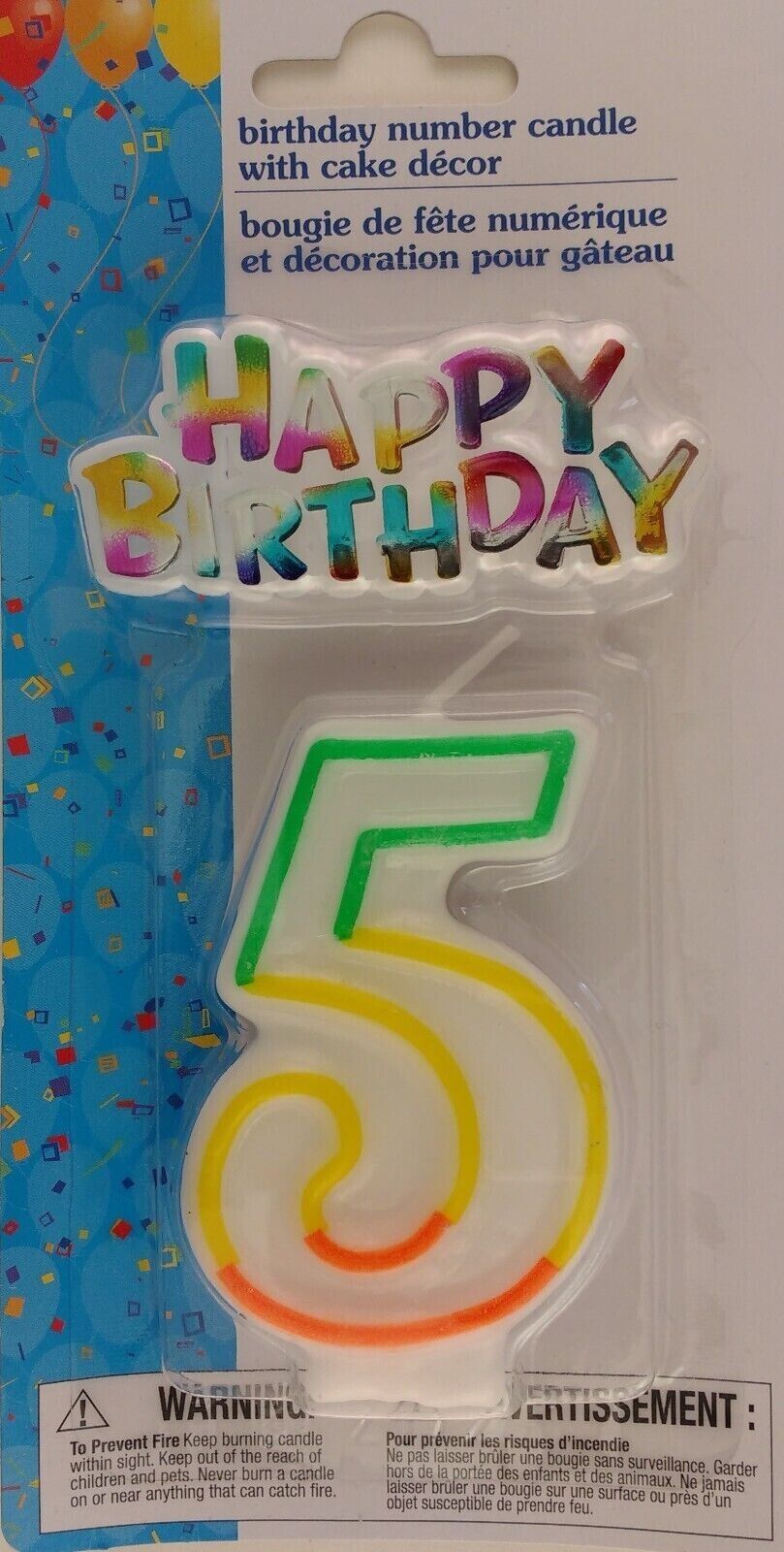 Primary image for 5th BIRTHDAY CANDLE 3 inch With glossy color HAPPY BIRTHDAY Cake Decoration NEW