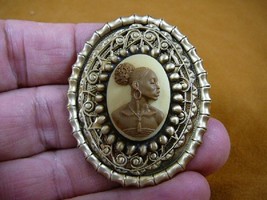 (CA10-10) Rare African American Lady Chocolate + Ivory Cameo Pin Pendant Jewelry - £22.68 GBP