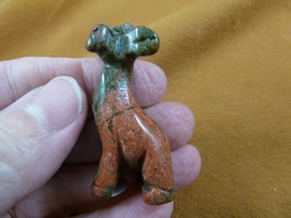 (Y-GIR-ST-555) green GIRAFFE giraffes stone carving FIGURINE gemstone gi... - $14.01