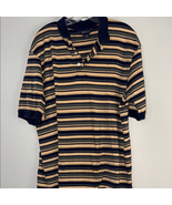 Lands&#39; End Black and Tan Polo Shirt with Horizontal Stripes - $13.72