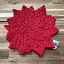 Nicole Miller Holiday Christmas Poinsettia Quilted Placemats Set of 4 Re... - $31.34