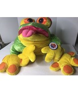 Vintage Nanco Bright Green Yellow Orange Pink Jumbo Frog Plush Stuffed A... - $558.42 MXN