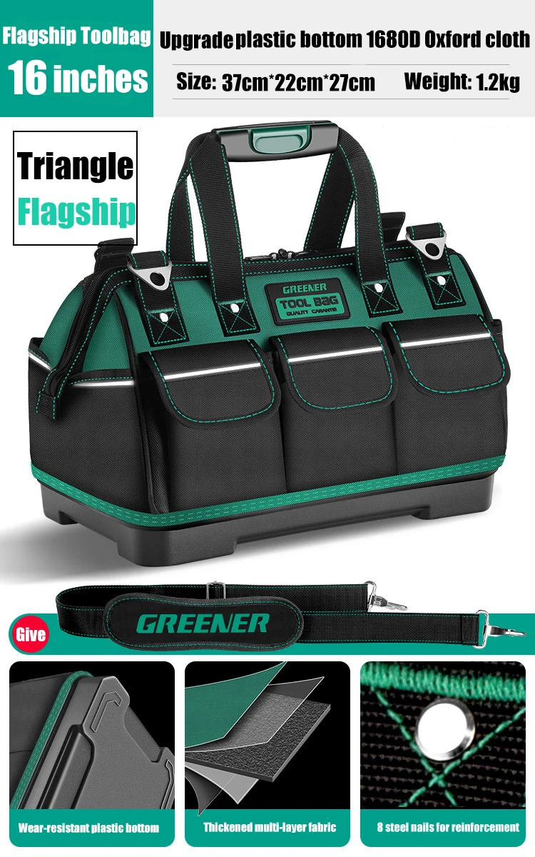 2023 Large Capacity Multi-Function Tool Bag Organizer Heavy Duty Pouch Bag Water - £67.29 GBP
