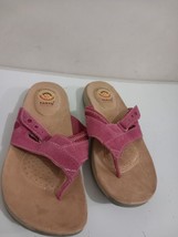 Earth Spirit Size 4 Sandals Flip Flops Pink Leather Slides Slip On Thong Shoes - £29.22 GBP