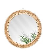 15 Inch Boho Mirror, Round Hanging Wall Mirror Decorative Rattan Circle ... - $59.96