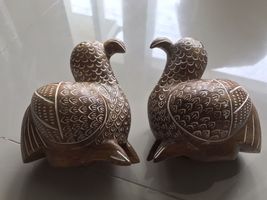 Pair of Teak Wood Bird Figures - £17.25 GBP