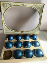 Vintage Shiny Brite Blue glass ornaments with box - £23.96 GBP