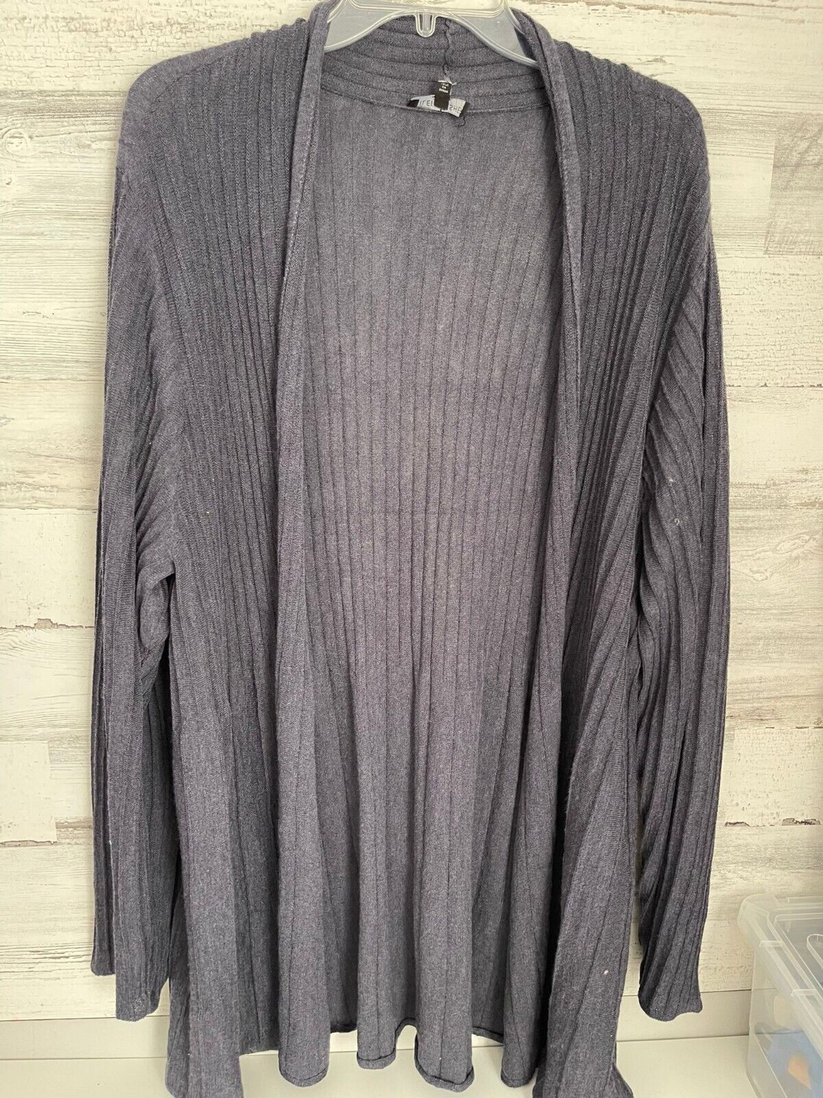 Primary image for Eileen Fisher Cardigan Women's Blue 100% Wool Ribbed Open Front Long Sleeve 2X