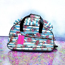 Betsey Johnson Designer Carry On Rolling Duffel Bag In Stripe Floral NIB... - €108,26 EUR