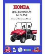 2013 Honda Big Red 700 MUV SXS Owners / Maintenance Manual - $17.95