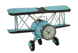 Scratch &amp; Dent Blue Barnstormer Retro Biplane Wall Clock Sculpture 12 Inch - $24.74