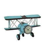 Scratch &amp; Dent Blue Barnstormer Retro Biplane Wall Clock Sculpture 12 Inch - £19.37 GBP