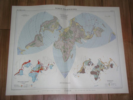 1958 Vintage Map Of World Volcanoes Vulcanology Geology Physiography Seismology - £29.23 GBP