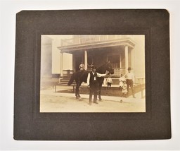 Antique Photograph Buffalo Ny Man In Uniform Horse Smoking Husband Children Wife - £33.63 GBP