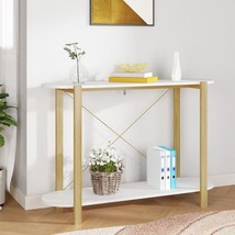Console Table White Engineered wood, Solid pine wood - $138.49