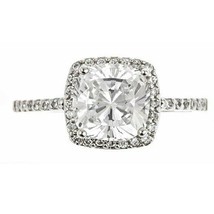 Solitaire Halo Engagement Ring 2.25 Ct Cushion Cut Simulated 14K Gold Plated - £54.56 GBP