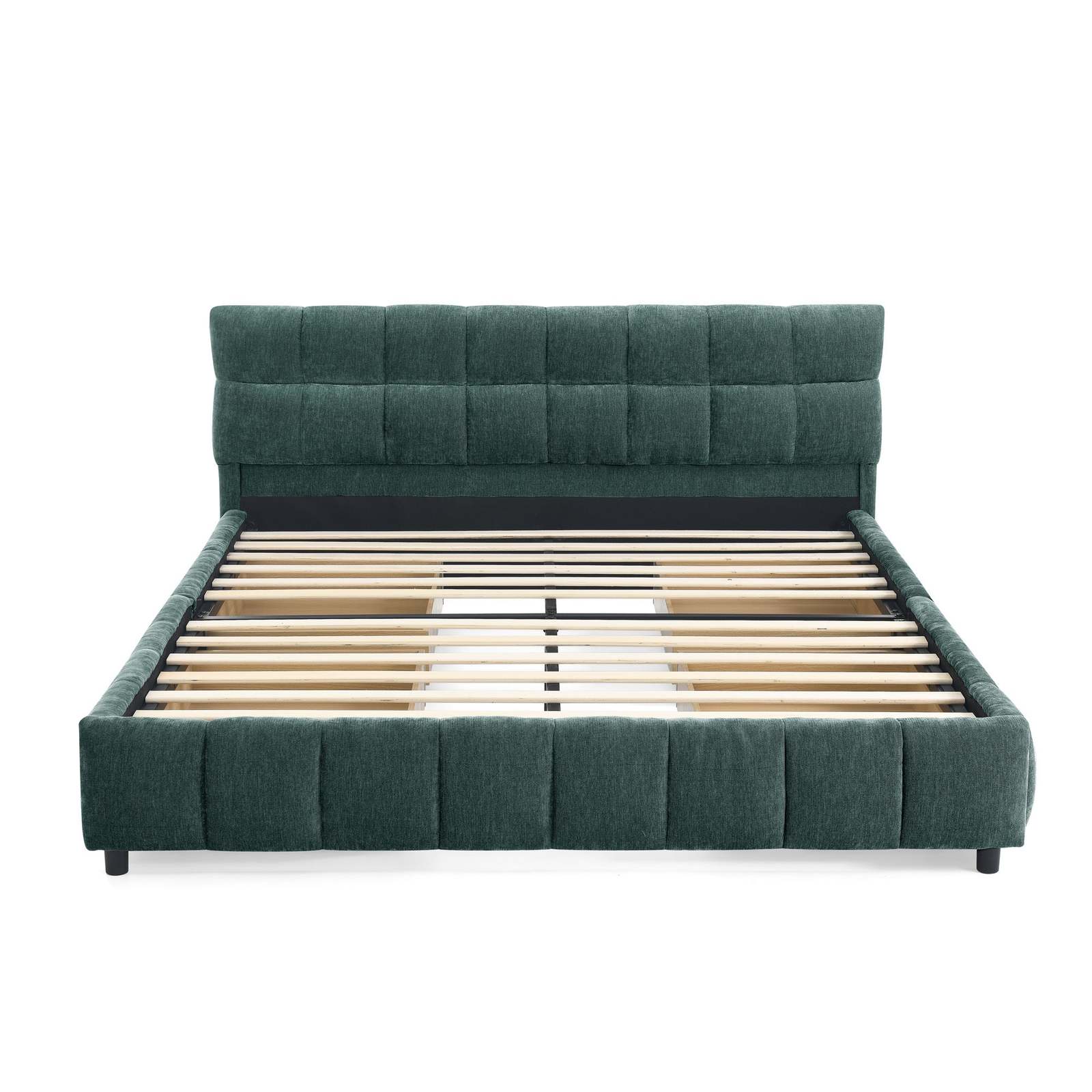 Modern Green Queen Upholstered Bed w/ Storage Drawer, Chenille Fabric Item image 13