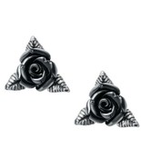 Alchemy Gothic Ring O&#39; Roses Black Rose Ear Studs Earrings English Pewte... - $23.95