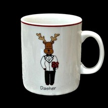 Christmas Reindeer Dasher Coffee Mug Yellow Stars Holiday 16 Oz LTD Comm... - $9.64