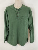 Duluth Trading Co Mens M Longtail Green Pocket Henley Shirt - $14.85